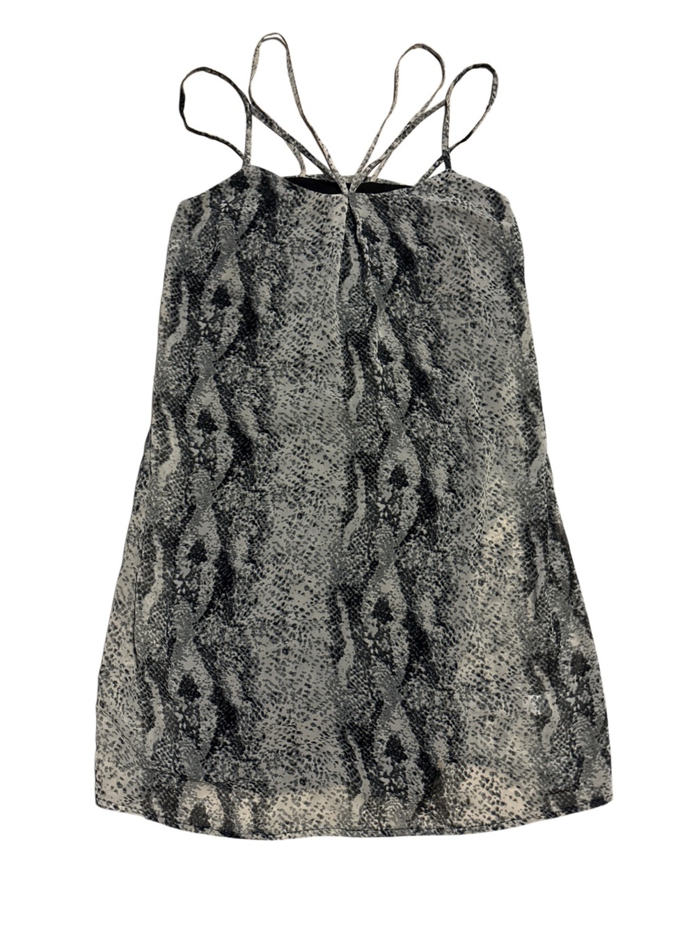 C Leopard Print Strappy Slip Dress - Black & Cream